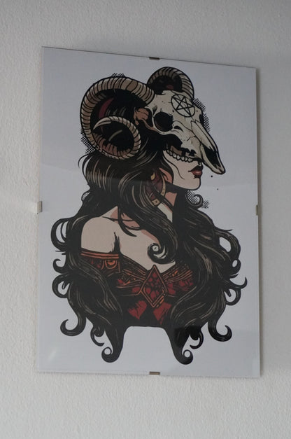 Goat masked woman poster